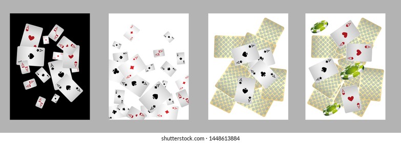 Casino Playing Cards are falling down. Playing Cards rain. Pattern for ads of parties, events in Vegas. Vector illustration