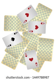 Casino Playing Cards are falling down. Playing Cards rain. Pattern for ads of parties, events in Vegas. Vector illustration