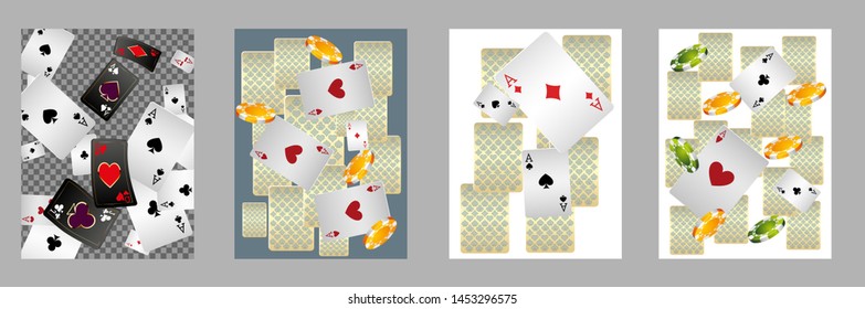 Casino Playing Cards are falling down. Playing Cards rain. Pattern for ads of parties, events in Vegas. Vector illustration
