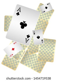 Casino Playing Cards are falling down. Playing Cards rain. Pattern for ads of parties, events in Vegas. Vector illustration