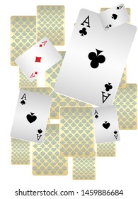 Casino Playing Cards are falling down. Playing Cards rain. Pattern for ads of parties, events in Vegas. Vector illustration