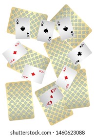 Casino Playing Cards are falling down. Playing Cards rain. Pattern for ads of parties, events in Vegas. Vector illustration