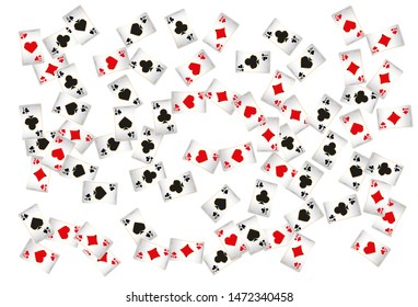 Casino Playing Cards are falling down. Playing Cards rain. Pattern for ads of parties, events in Vegas. Vector illustration
