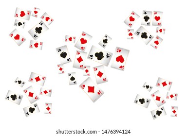 Casino Playing Cards are falling down. Playing Cards rain. Pattern for ads of parties, events in Vegas. Vector illustration