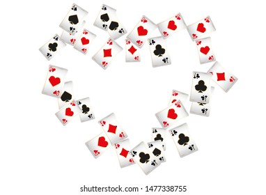 Casino Playing Cards are falling down. Playing Cards rain. Pattern for ads of parties, events in Vegas. Vector illustration