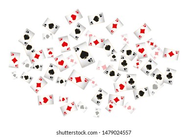 Casino Playing Cards are falling down. Playing Cards rain. Pattern for ads of parties, events in Vegas. Vector illustration
