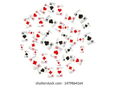 Casino Playing Cards are falling down. Playing Cards rain. Pattern for ads of parties, events in Vegas. Vector illustration