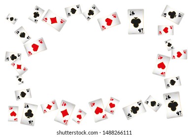 Casino Playing Cards are falling down. Playing Cards rain. Pattern for ads of parties, events in Vegas. Vector illustration