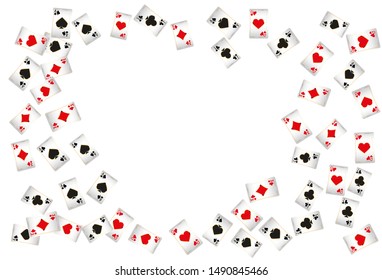 Casino Playing Cards are falling down. Playing Cards rain. Pattern for ads of parties, events in Vegas. Vector illustration