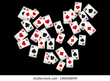 Casino Playing Cards are falling down. Pattern for ads of parties, events in Vegas. Vector illustration