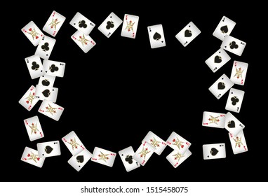 Casino Playing Cards are falling down. Pattern for ads of parties, events in Vegas. Vector illustration