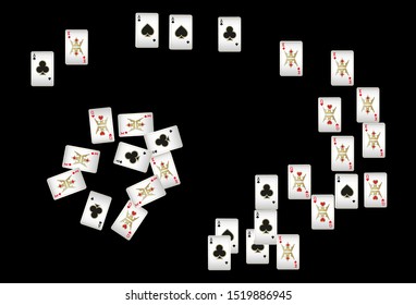 Casino Playing Cards are falling down. Pattern for ads of parties, events in Vegas. Vector illustration