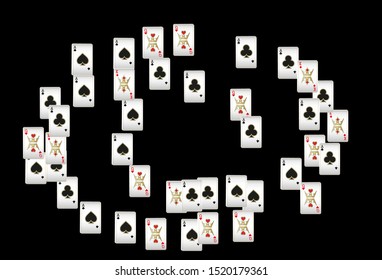 Casino Playing Cards are falling down. Playing Cards rain. Pattern for ads of parties, events in Vegas. Vector illustration
