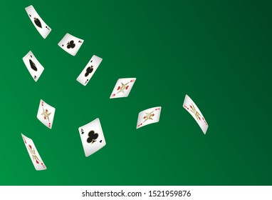 Casino Playing Cards are falling down. Playing Cards rain. Pattern for ads of parties, events in Vegas. Vector illustration