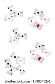 Casino Playing Cards are falling down. Pattern for ads of parties, events in Vegas. Vector illustration