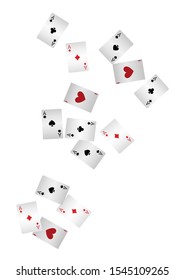 Casino Playing Cards are falling down. Pattern for ads of parties, events in Vegas. Vector illustration