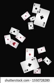 Casino Playing Cards are falling down. Pattern for ads of parties, events in Vegas. Vector illustration