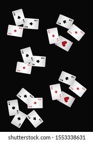Casino Playing Cards are falling down. Pattern for ads of parties, events in Vegas. Vector illustration