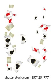 Casino Playing Cards are falling down. Pattern for ads of parties, events in Vegas. Vector illustration