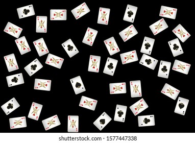 Casino Playing Cards are falling down. Pattern for ads of parties, events in Vegas. Vector illustration