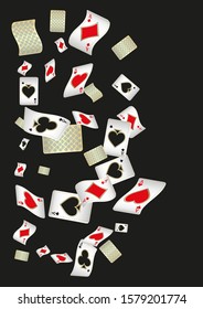 Casino Playing Cards are falling down. Pattern for ads of parties, events in Vegas. Vector illustration