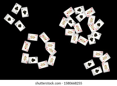 Casino Playing Cards are falling down. Pattern for ads of parties, events in Vegas. Vector illustration
