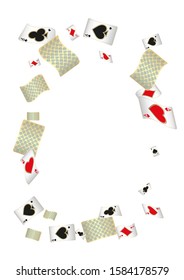Casino Playing Cards are falling down. Pattern for ads of parties, events in Vegas. Vector illustration