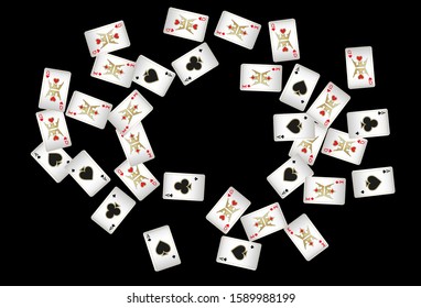 Casino Playing Cards are falling down. Pattern for ads of parties, events in Vegas. Vector illustration
