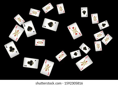 Casino Playing Cards are falling down. Pattern for ads of parties, events in Vegas. Vector illustration