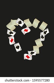 Casino Playing Cards are falling down. Pattern for ads of parties, events in Vegas. Vector illustration