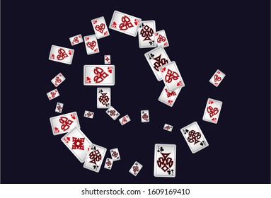 Casino Playing Cards are falling down. Playing Cards rain. Pattern for ads of parties, events in Vegas. Vector illustration