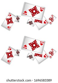Casino Spielkarten fallen ab. Kartenspielen regnen. Muster für Werbung für Partys, Events in Vegas. Vektorillustration