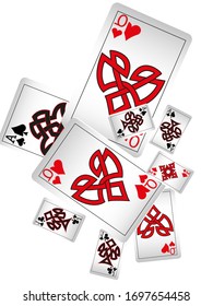 Casino Playing Cards are falling down. Playing Cards rain. Pattern for ads of parties, events in Vegas. Vector illustration