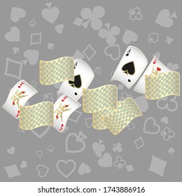 Casino Playing Cards are falling down. Playing Cards rain. Pattern for ads of parties, events in Vegas. Vector illustration