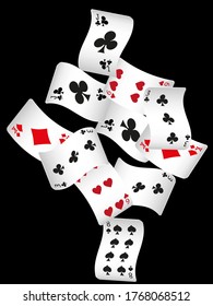 Casino Playing Cards are falling down. Playing Cards rain. Pattern for ads of parties, events in Vegas.