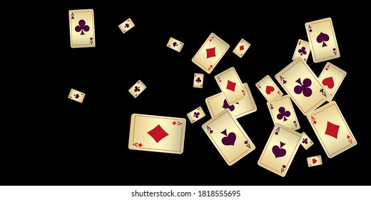 Casino Playing Cards are falling down. Playing Cards rain. Pattern for ads of parties, events in Vegas. Vector illustration in vintage style.