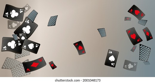 Casino Playing Cards are falling down. Playing Cards rain. Pattern for ads of parties, events in Vegas. Vector illustration 