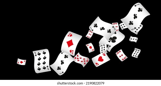 Casino Playing Cards are falling down. Playing Cards rain. Pattern for ads of parties, events in Vegas. Vector illustration