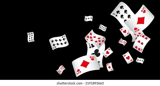 Casino Playing Cards are falling down. Playing Cards rain. Pattern for ads of parties, events in Vegas. Vector illustration