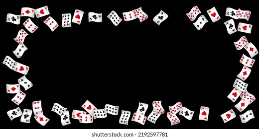 Casino Spielkarten fallen ab. Kartenspielen regnen. Muster für Werbung für Partys, Events in Vegas. Vektorgrafik