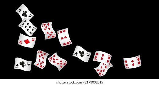 Casino Playing Cards are falling down. Playing Cards rain. Pattern for ads of parties, events in Vegas. Vector illustration