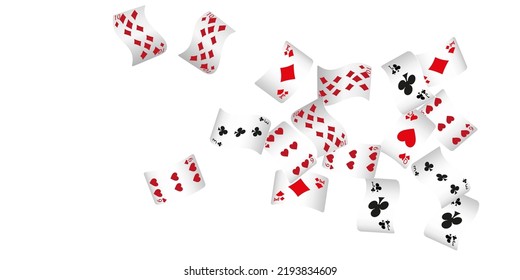 Casino Playing Cards are falling down. Playing Cards rain. Pattern for ads of parties, events in Vegas. Vector illustration