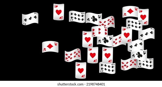 Casino Playing Cards are falling down. Playing Cards rain. Pattern for ads of parties, events in Vegas.