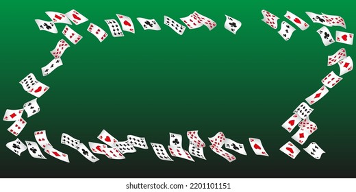 Casino Playing Cards are falling down. Playing Cards rain. Pattern for ads of parties, events in Vegas. Vector illustration