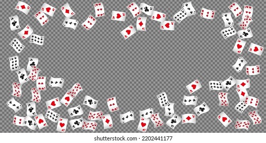 Casino Playing Cards are falling down. Playing Cards rain. Pattern for ads of parties, events in Vegas. Vector illustration