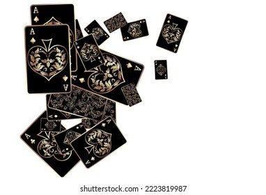 Casino Playing Cards are falling down. Playing Cards rain. Pattern for ads of parties, events in Vegas. Vector illustration in vintage style.