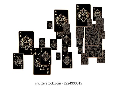 Casino Playing Cards are falling down. Playing Cards rain. Pattern for ads of parties, events in Vegas. Vector illustration in vintage style.