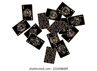 Las tarjetas de juego del Casino se están cayendo. Llueven las tarjetas de juego. Patrón para anuncios de fiestas, eventos en Las Vegas. Ilustración vectorial en estilo vintage.