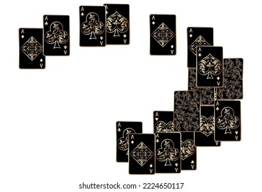 Casino Playing Cards are falling down. Playing Cards rain. Pattern for ads of parties, events in Vegas. Vector illustration in vintage style.