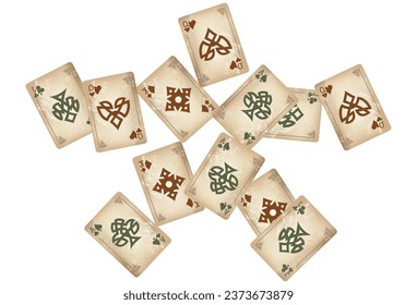 Casino Playing Cards are falling down. Playing Cards rain. Pattern for ads of parties, events in Vegas. Vector illustration in vintage style.
